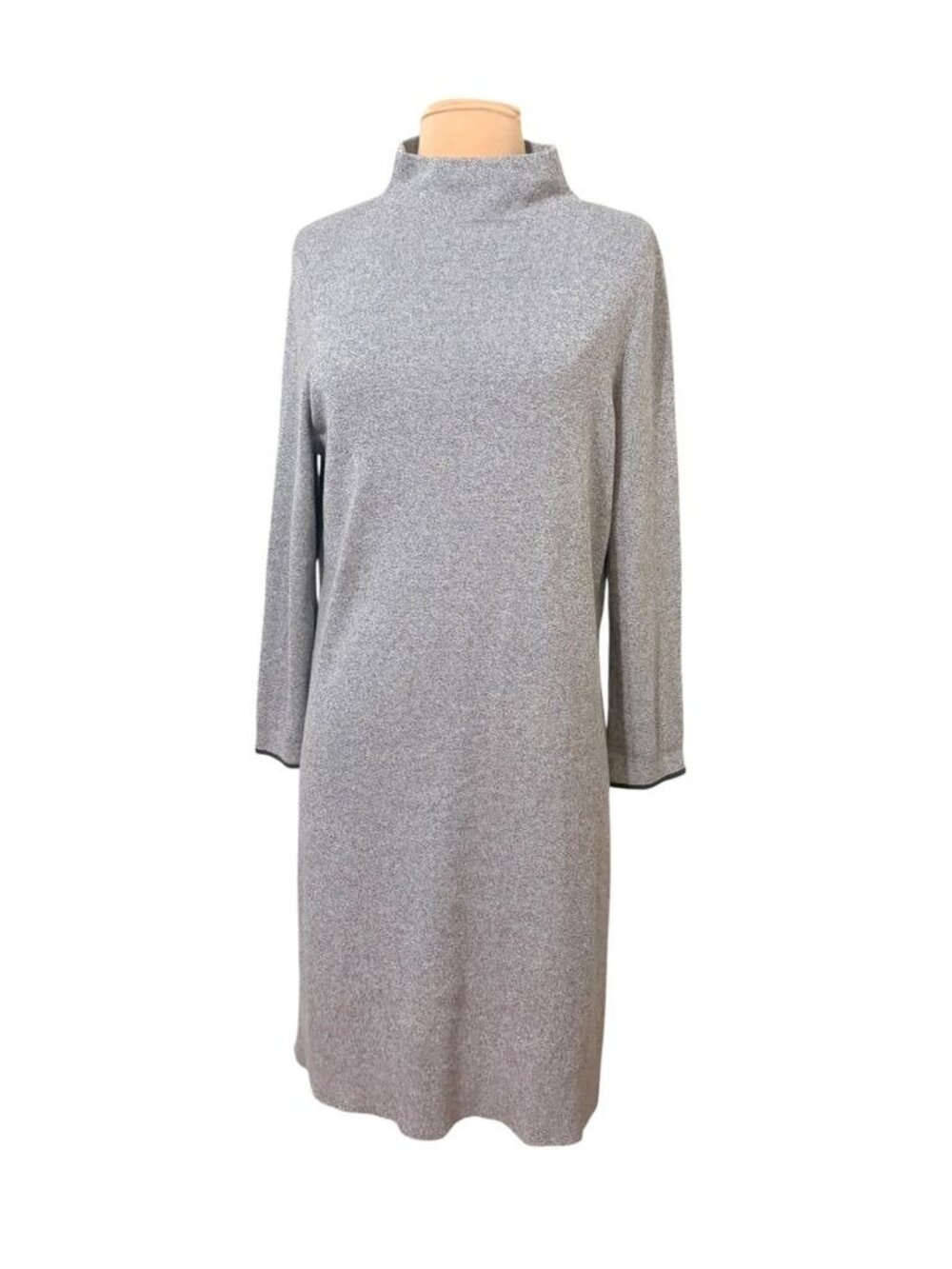 Knit Turtleneck Sweater Dress M Gray Nic & Zoe EUC Ribbed Classic Minimalist